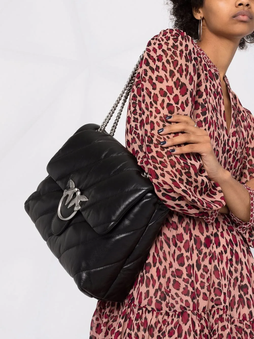 BIG LOVE BAG PUFF MAXI QUILT – black silver — фото 3