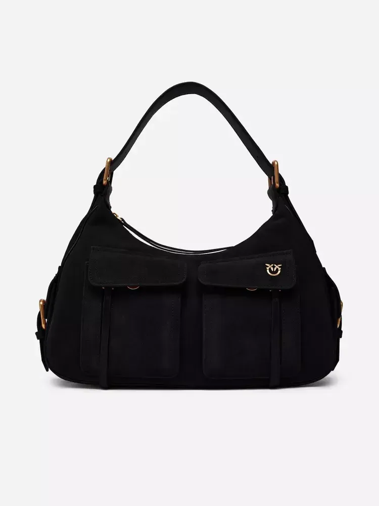 CARGO BAG IN RECYCLED TECHNICAL FABRIC SUEDE - black — фото 4