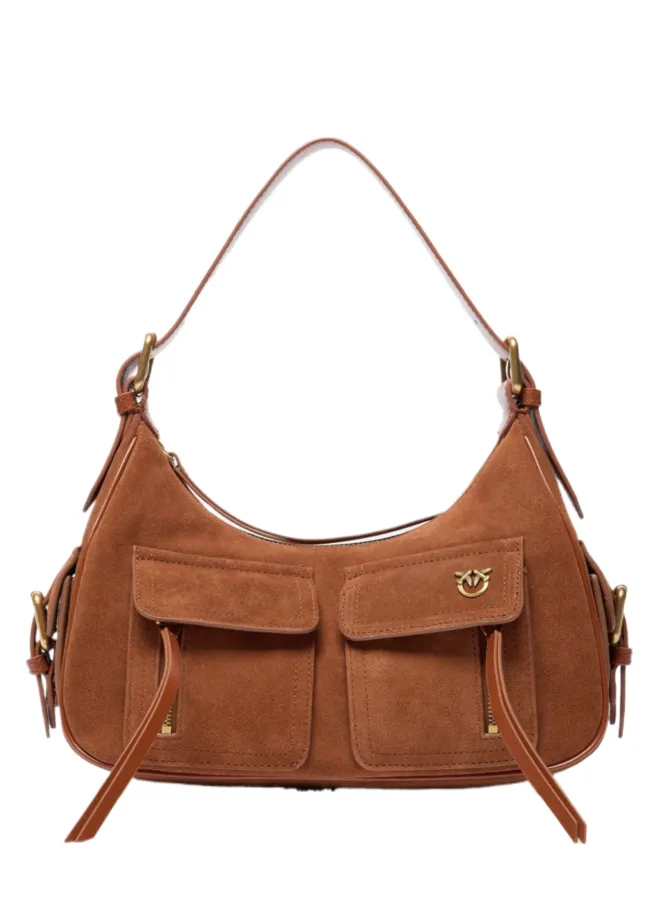 CARGO BAG IN RECYCLED TECHNICAL FABRIC SUEDE - cognac