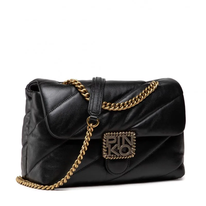 CLASSIC LOGO BAG PUFF MAXI QUILT JEWEL BUCKLE – black — фото 3