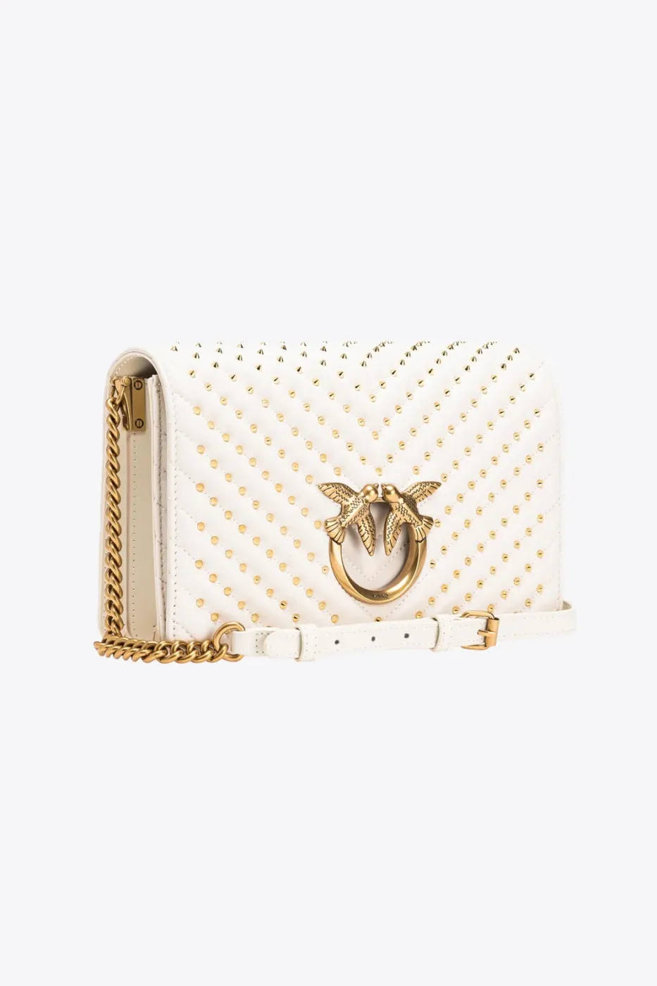 CLASSIC LOVE BAG CLICK CHEVRON STUDS – white-antique gold — фото 4