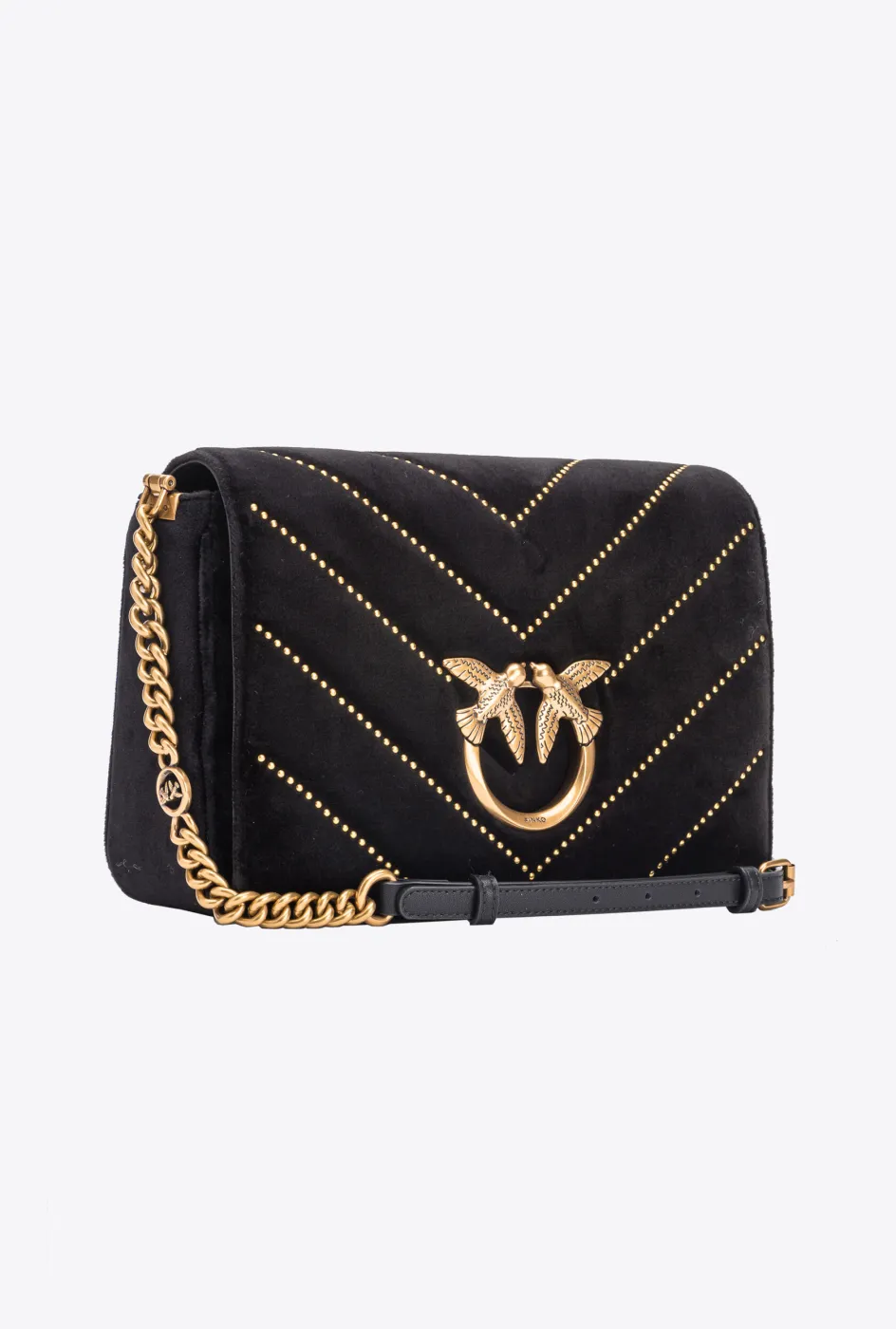 CLASSIC LOVE BAG CLICK IN VELVET WITH STUDS - black — фото 5