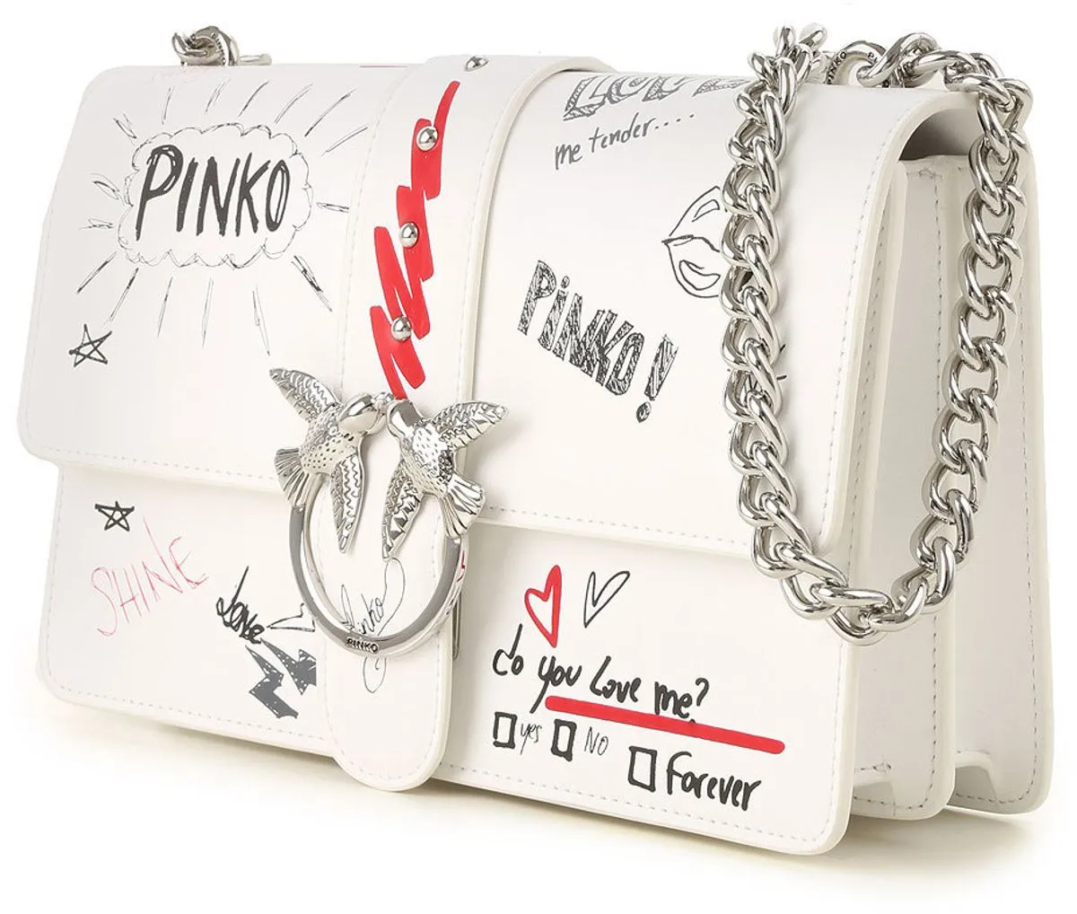 CLASSIC LOVE BAG GRAFFITI SHOULDER - white — фото 4
