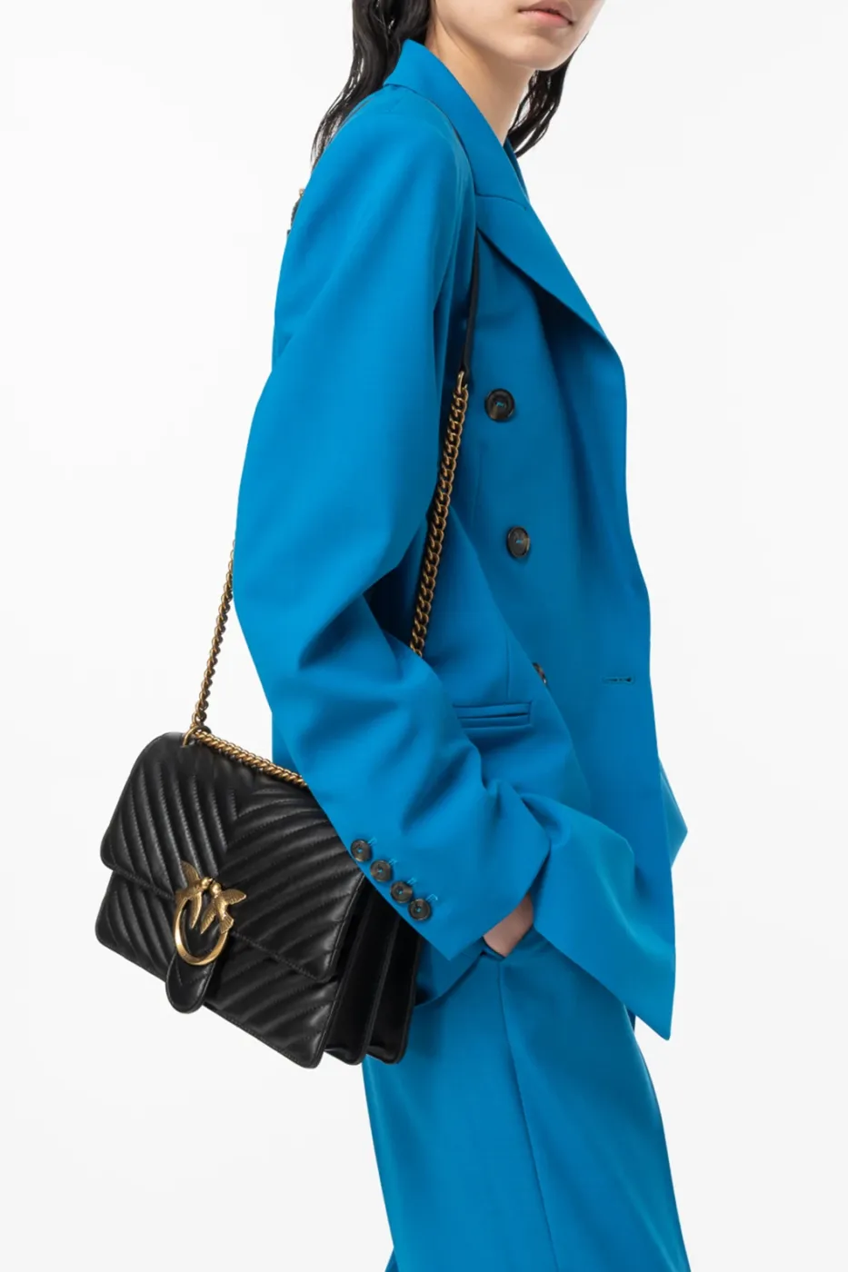 CLASSIC LOVE BAG ONE CHEVRON - black/antique gold — фото 3