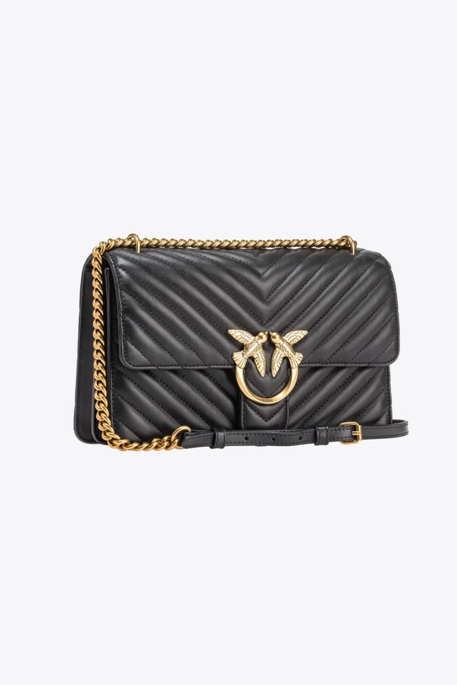 CLASSIC LOVE BAG ONE CHEVRON - black/antique gold — фото 4