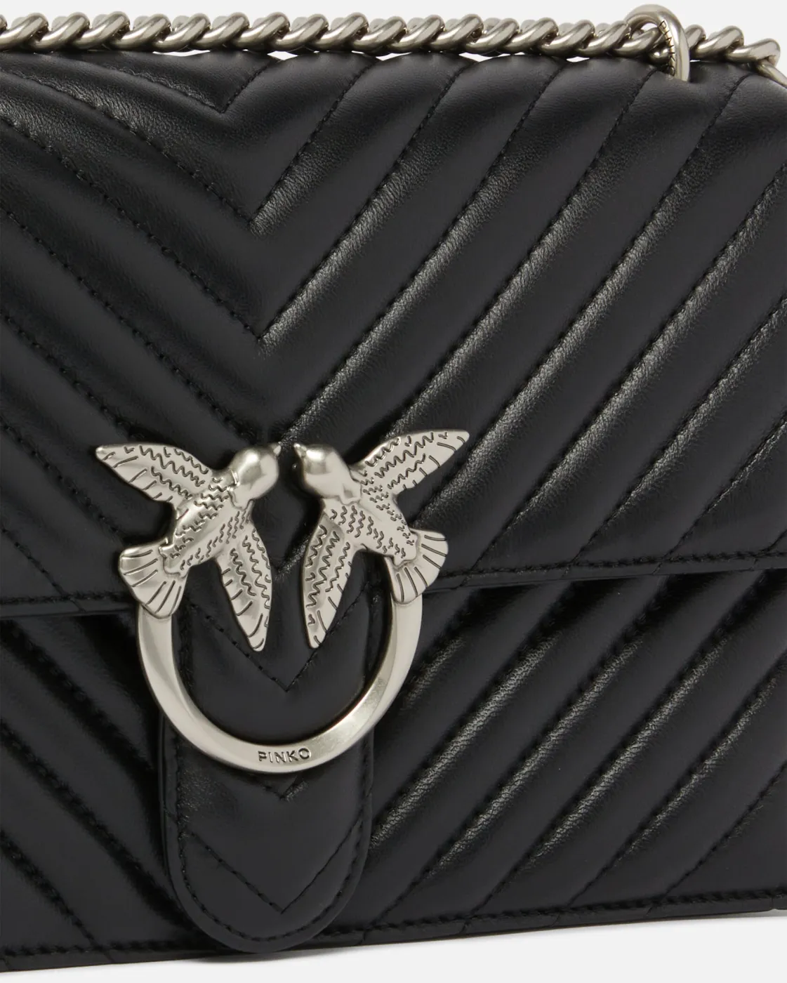 CLASSIC LOVE BAG ONE CHEVRON - black/silver — фото 4