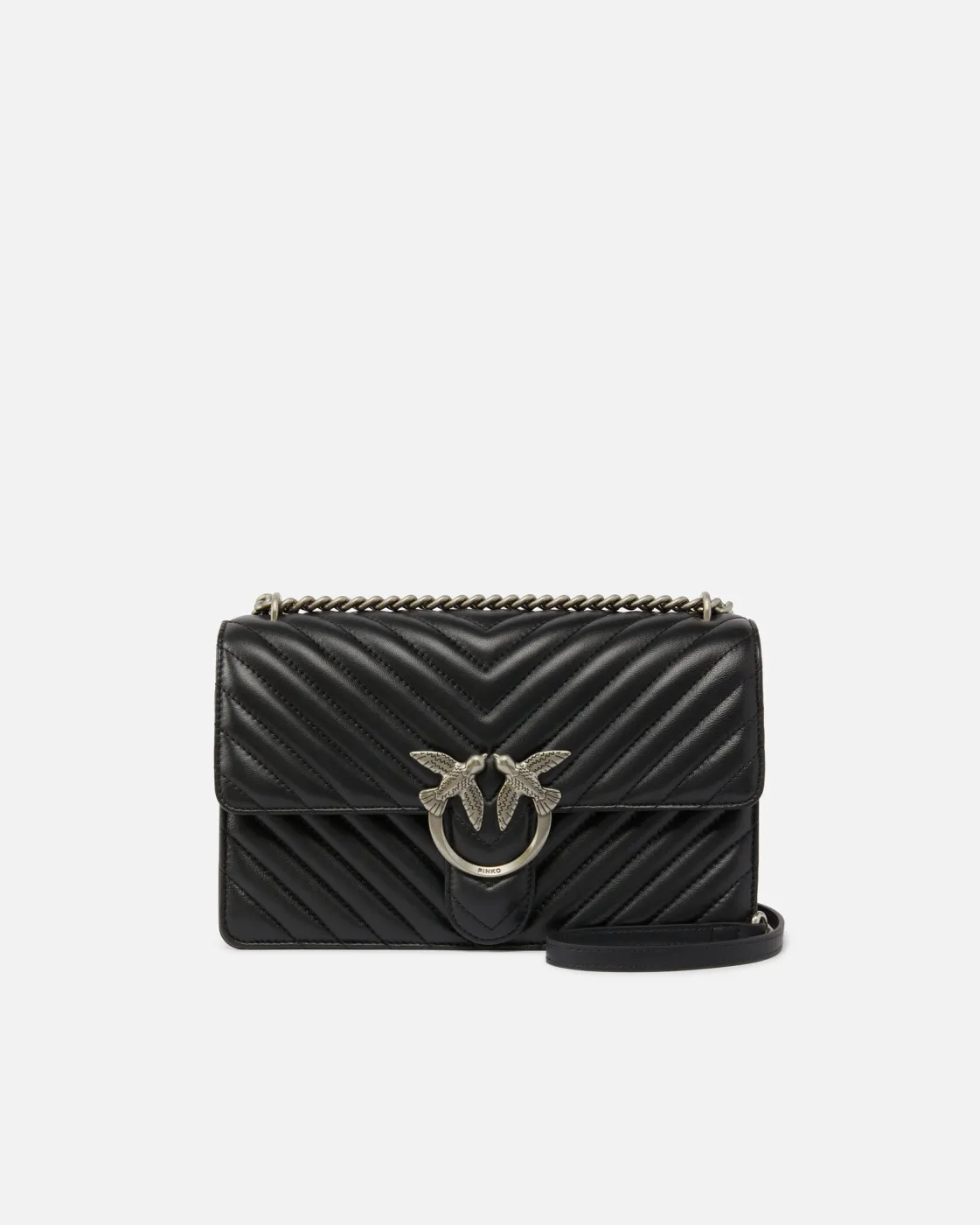 CLASSIC LOVE BAG ONE CHEVRON - black/silver — фото 5