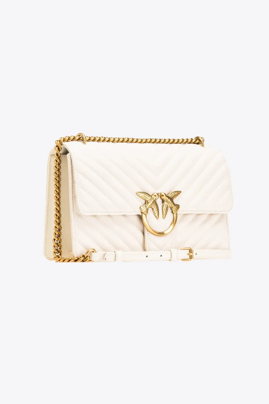 CLASSIC LOVE BAG ONE CHEVRON - white/antique gold — фото 4