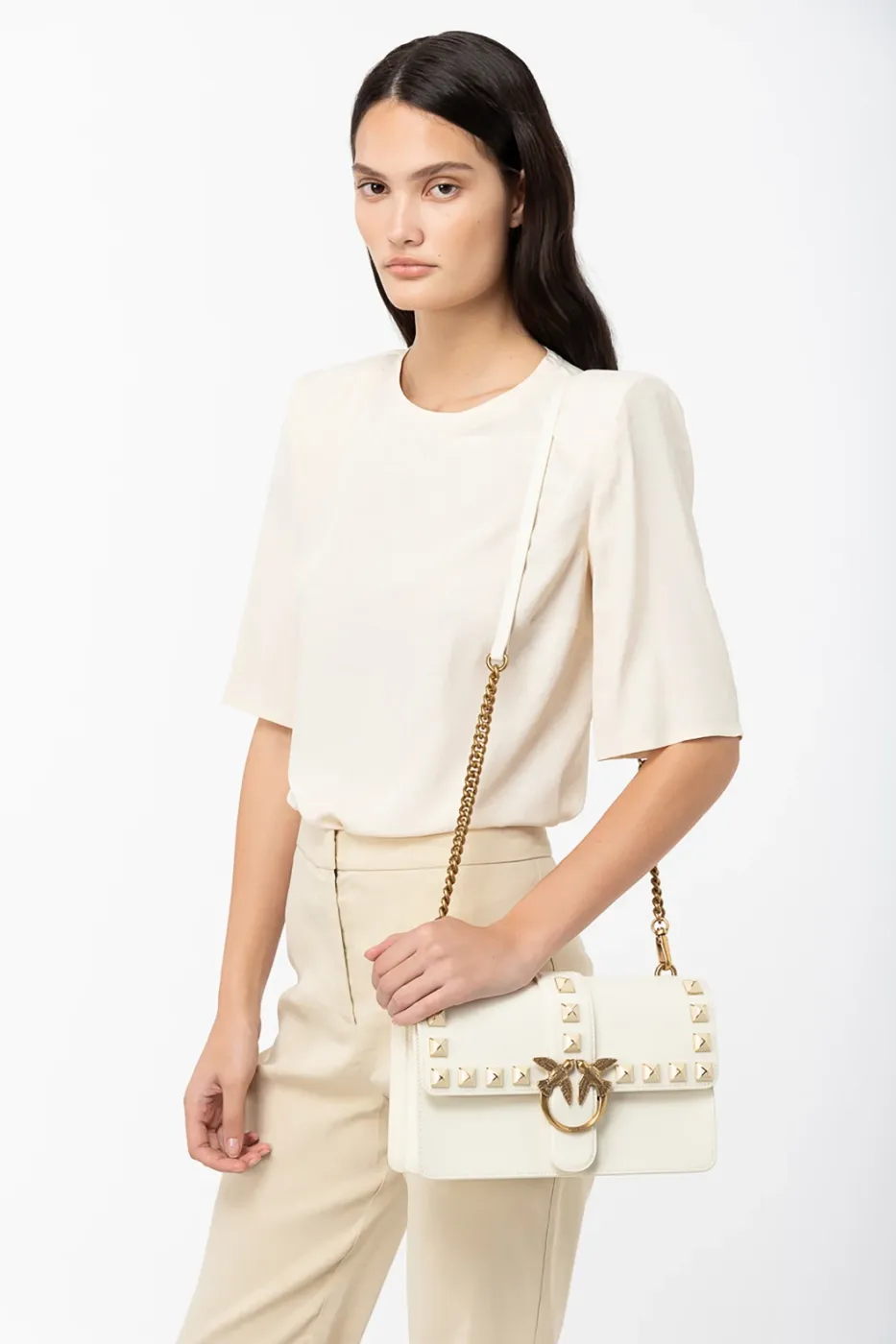 CLASSIC LOVE BAG ONE PAINTED STUDS - white — фото 3