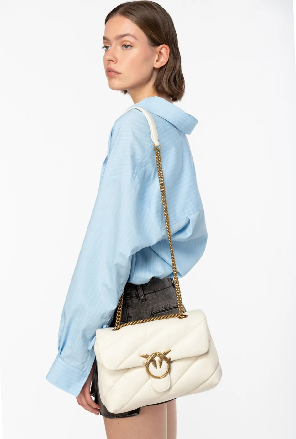 CLASSIC LOVE BAG PUFF MAXI QUILT – white/gold — фото 3