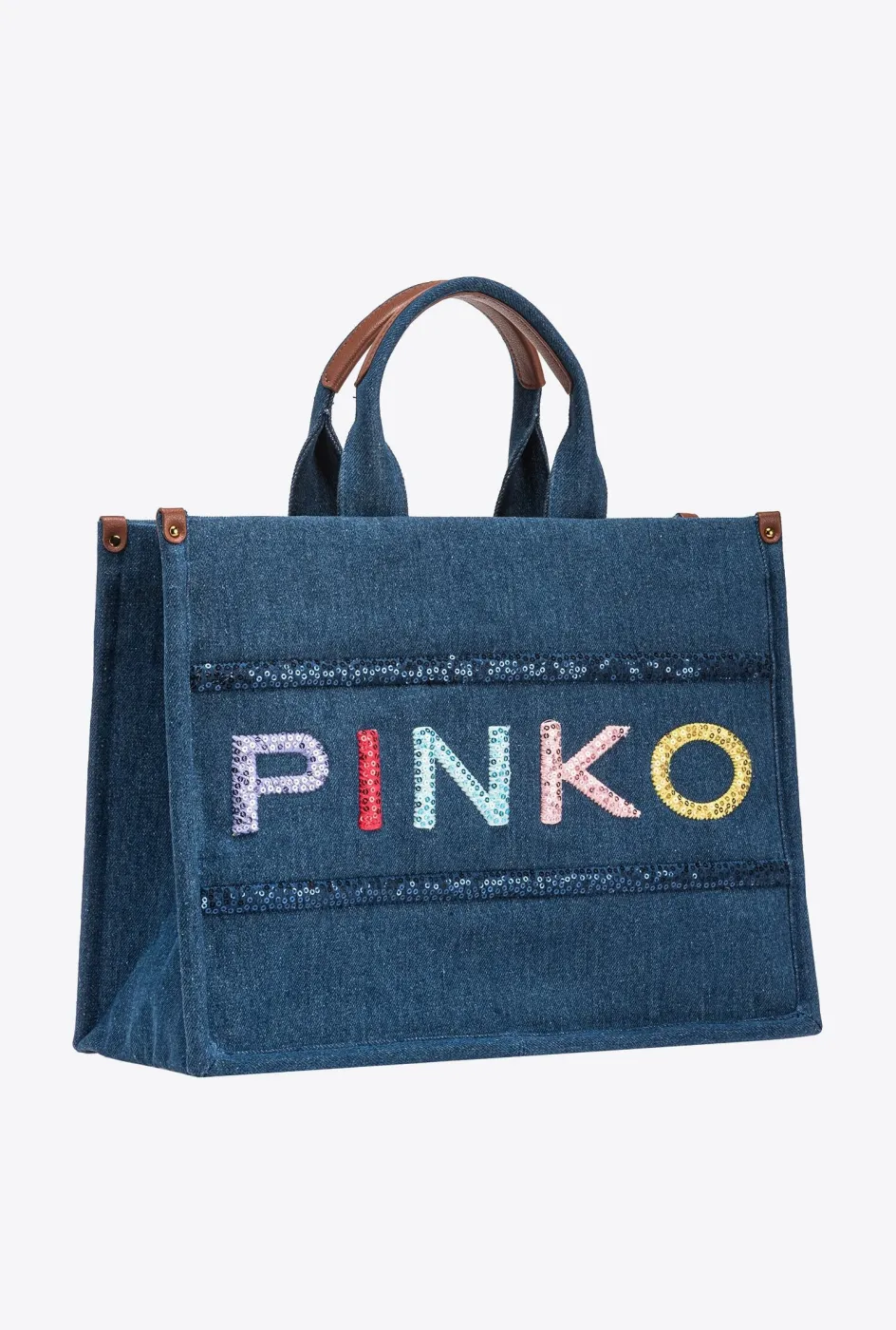 DENIM SHOPPER BAG WITH SEQUINNED LOGO — фото 3