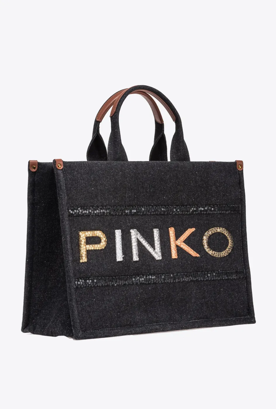 DENIM SHOPPER BAG WITH SEQUINNED LOGO — фото 3