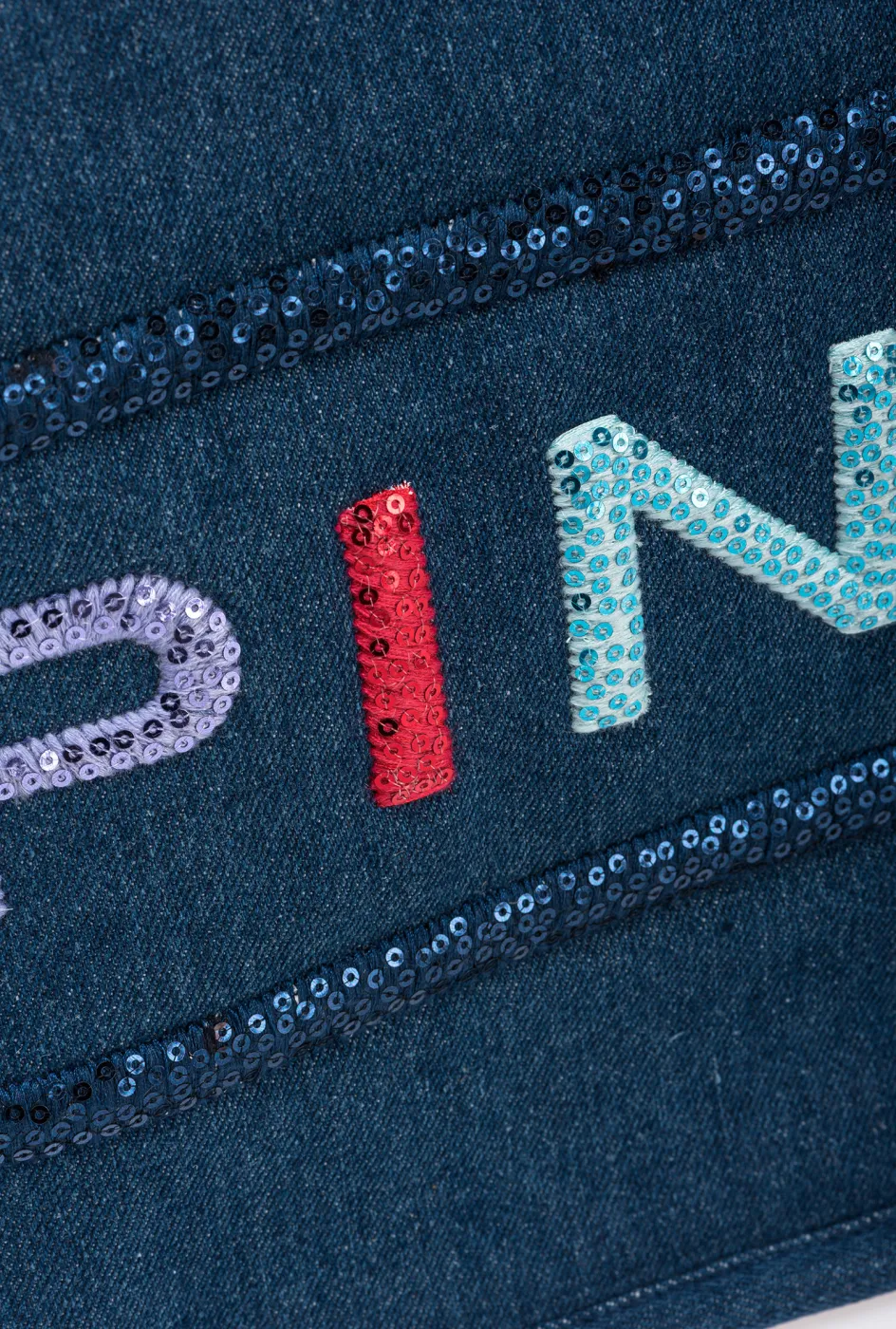 DENIM SHOPPER BAG WITH SEQUINNED LOGO — фото 4