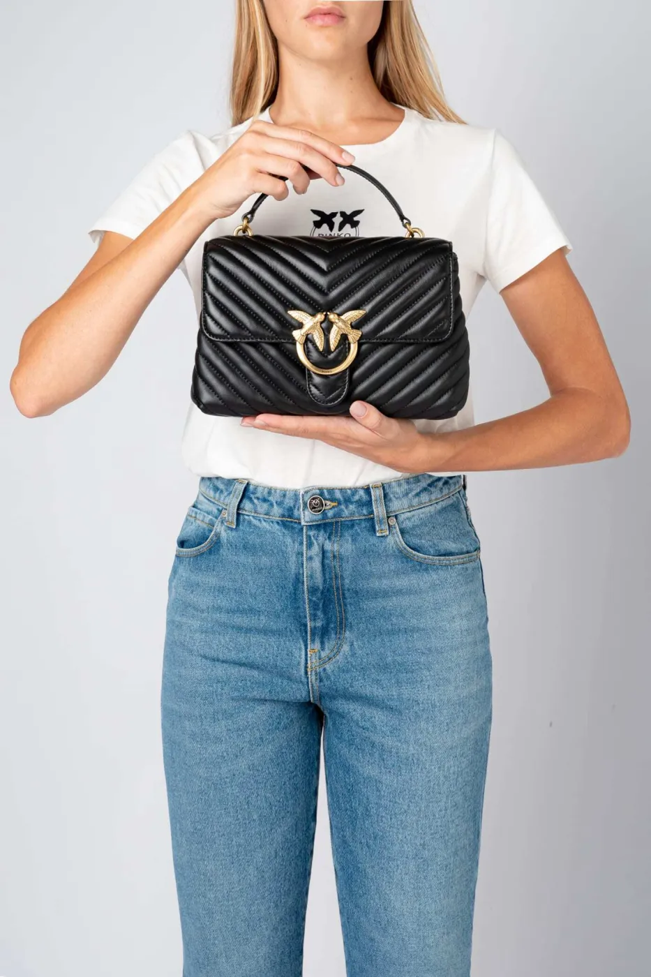 LADY LOVE BAG PUFF CHEVRON - black-old gold — фото 4
