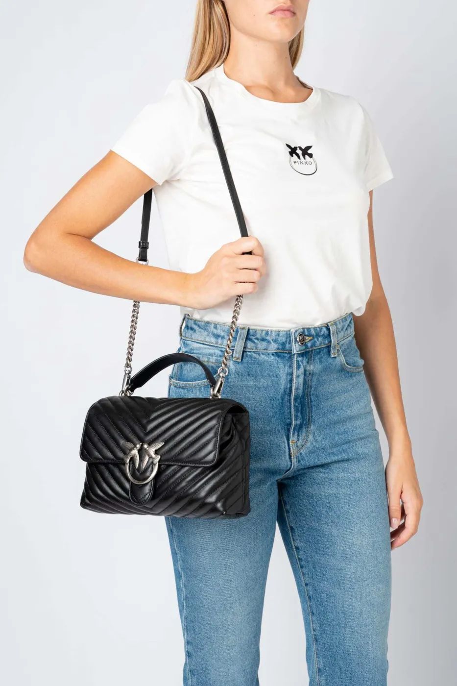 LADY LOVE BAG PUFF CHEVRON - black-old silver — фото 4
