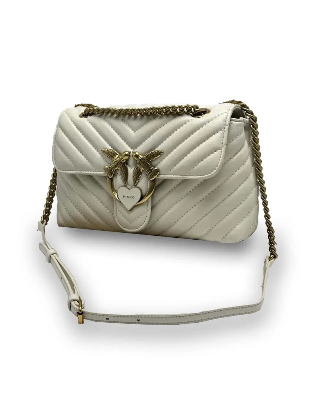 LADY LOVE BAG PUFF HEART - white gold — фото 4