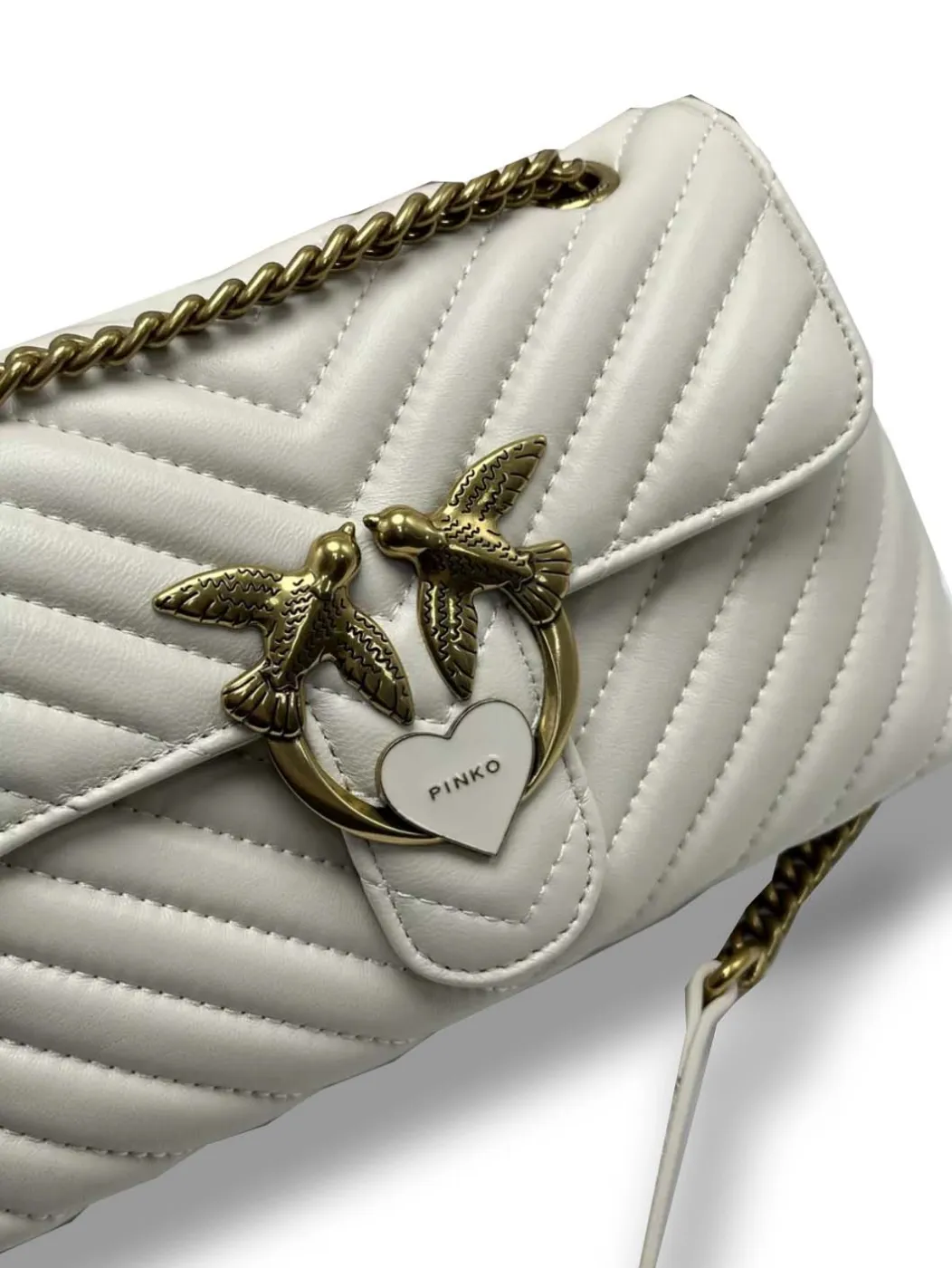LADY LOVE BAG PUFF HEART - white gold — фото 6