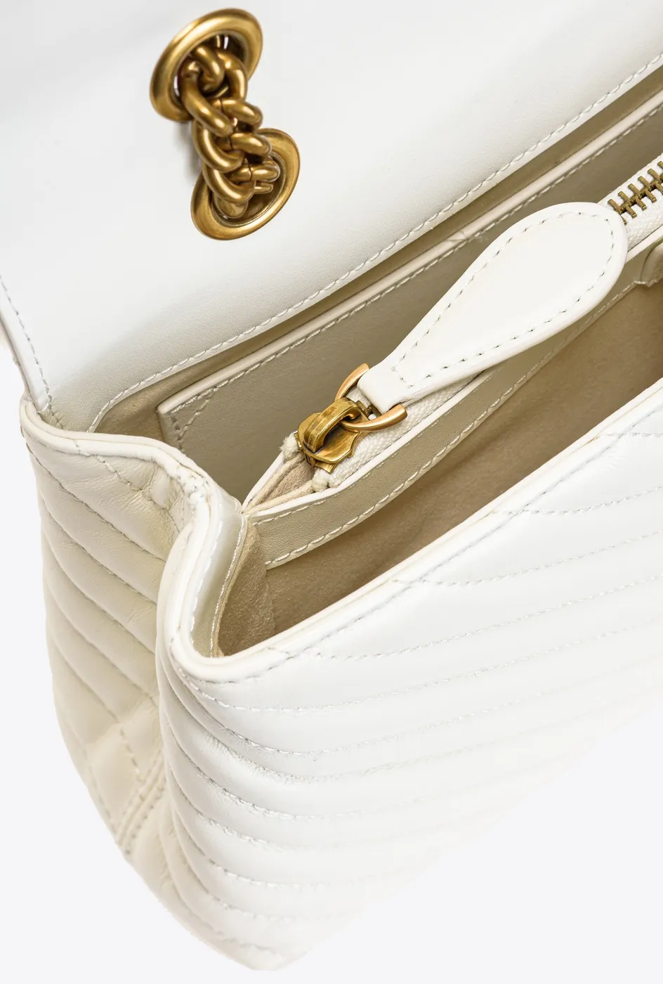 LADY LOVE BAG PUFF V QUILT - white/gold — фото 3