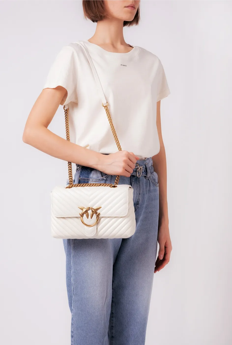 LADY LOVE BAG PUFF V QUILT - white/gold — фото 4