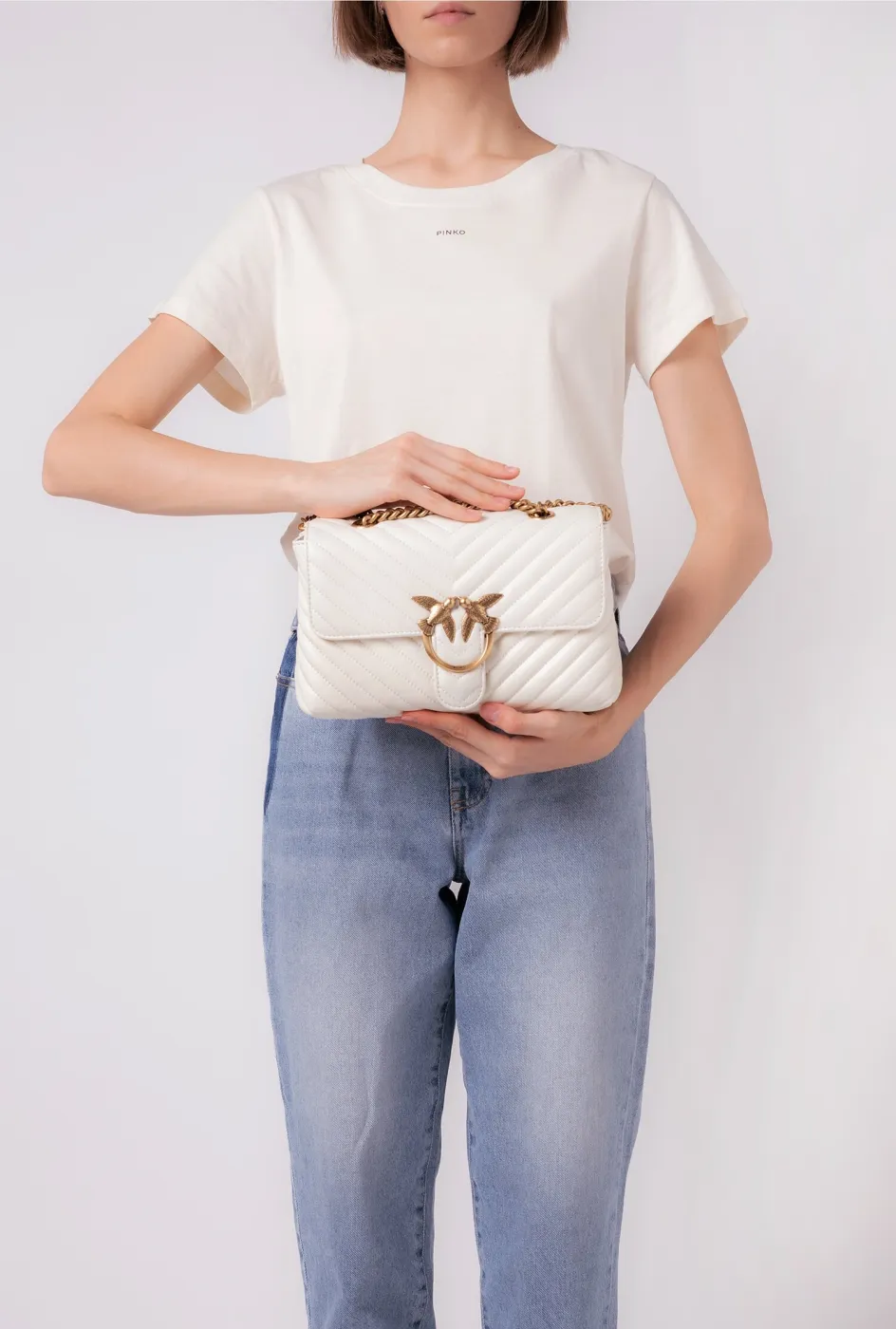 LADY LOVE BAG PUFF V QUILT - white/gold — фото 5