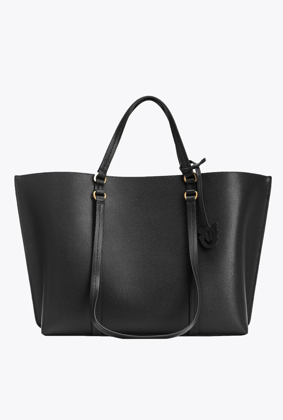 LARGE TUMBLED LEATHER SHOPPER BAG - black — фото 5