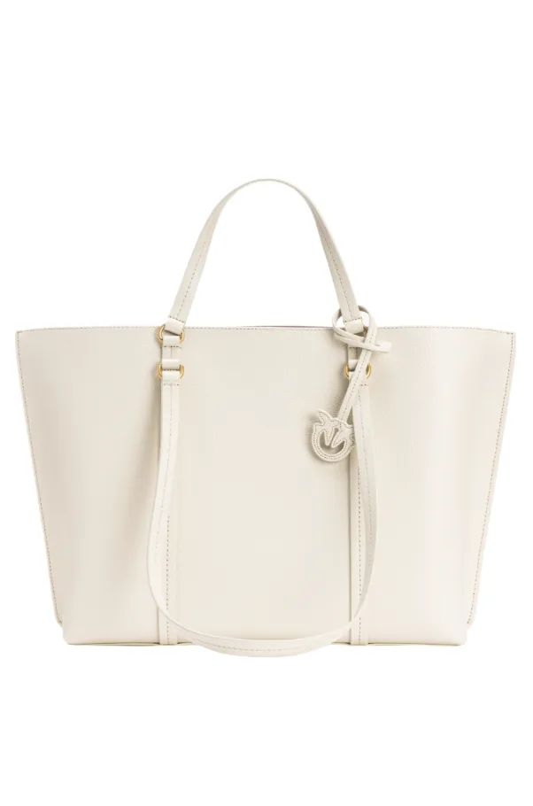LARGE TUMBLED LEATHER SHOPPER BAG - white