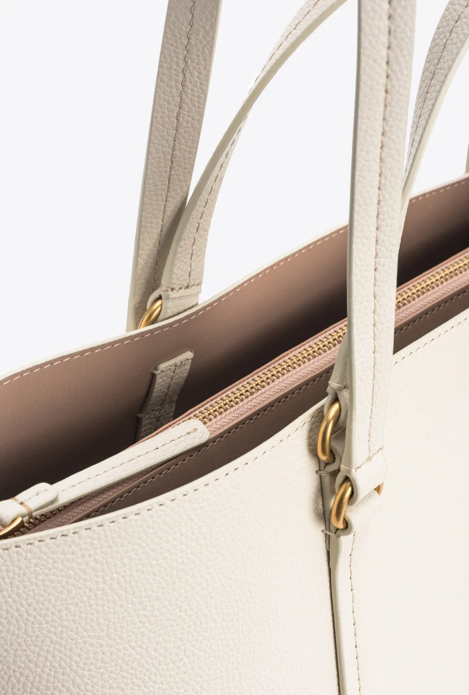 LARGE TUMBLED LEATHER SHOPPER BAG - white — фото 7