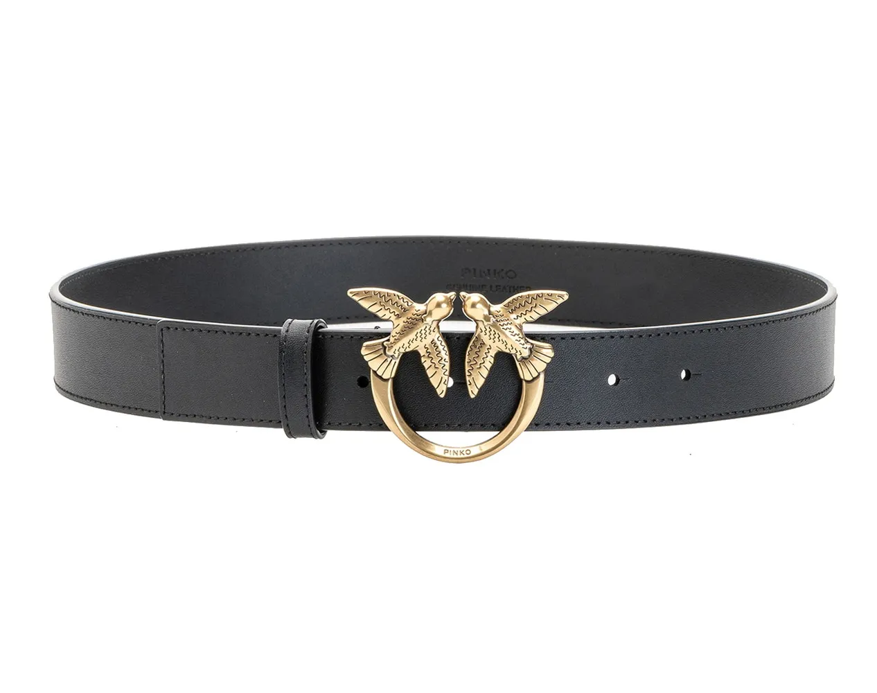 LOVE BIRDS LEATHER BELT - black–gold
