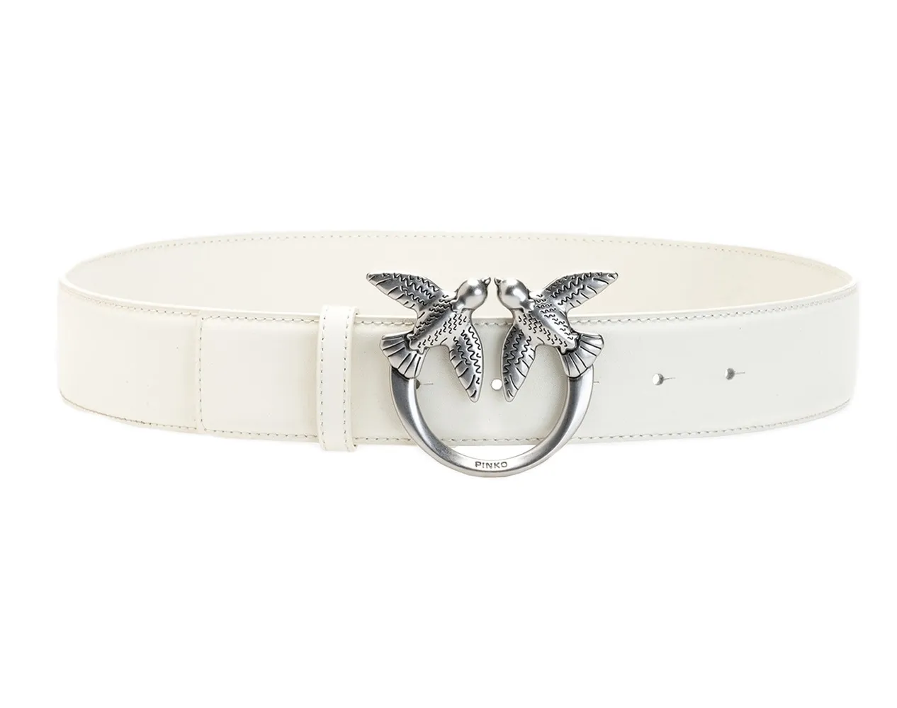 LOVE BIRDS LEATHER BELT - white–silver