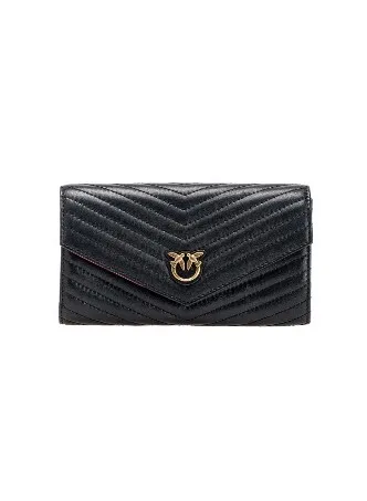 LOVE BIRDS QUILTED WALLET - black