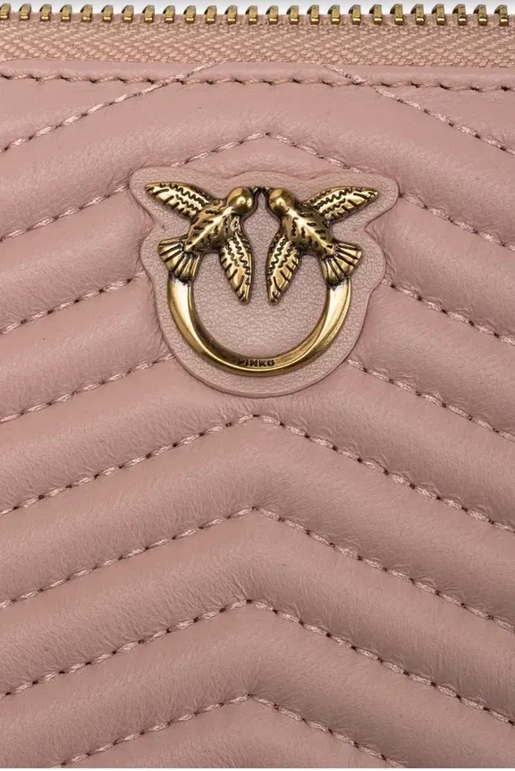 LOVE BIRDS QUILTED WALLET - dusty pink — фото 4