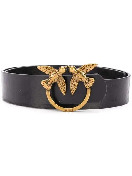 LOVE BIRDS SIMPLY LEATHER BELT - black-copper