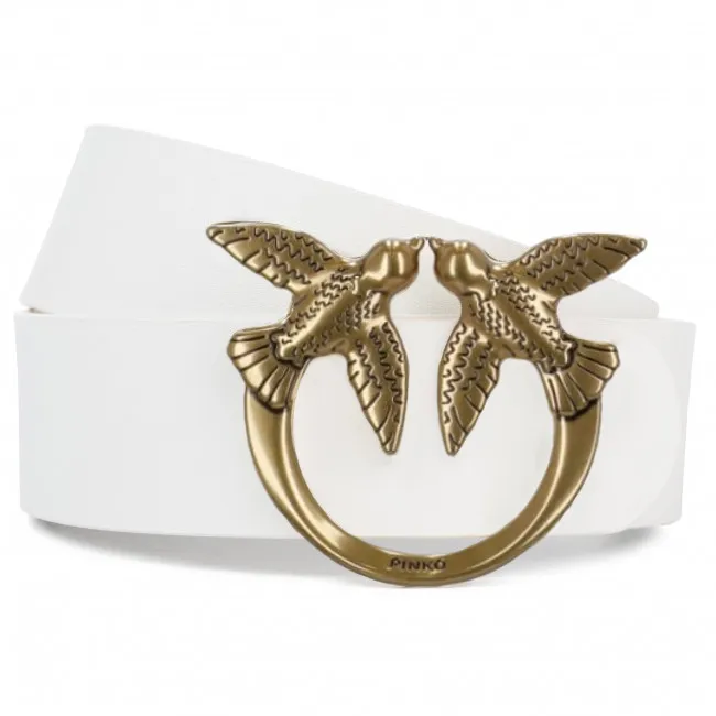 LOVE BIRDS SIMPLY LEATHER BELT - white-gold