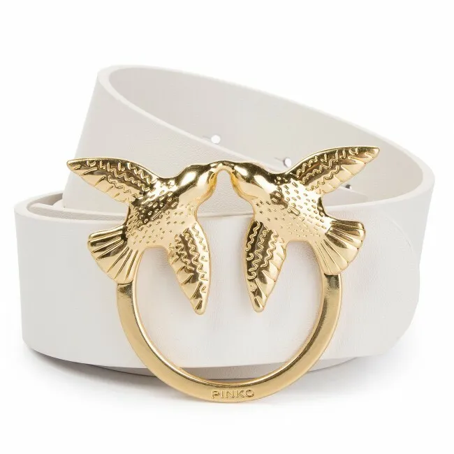 LOVE BIRDS SIMPLY LEATHER BELT - white–gold