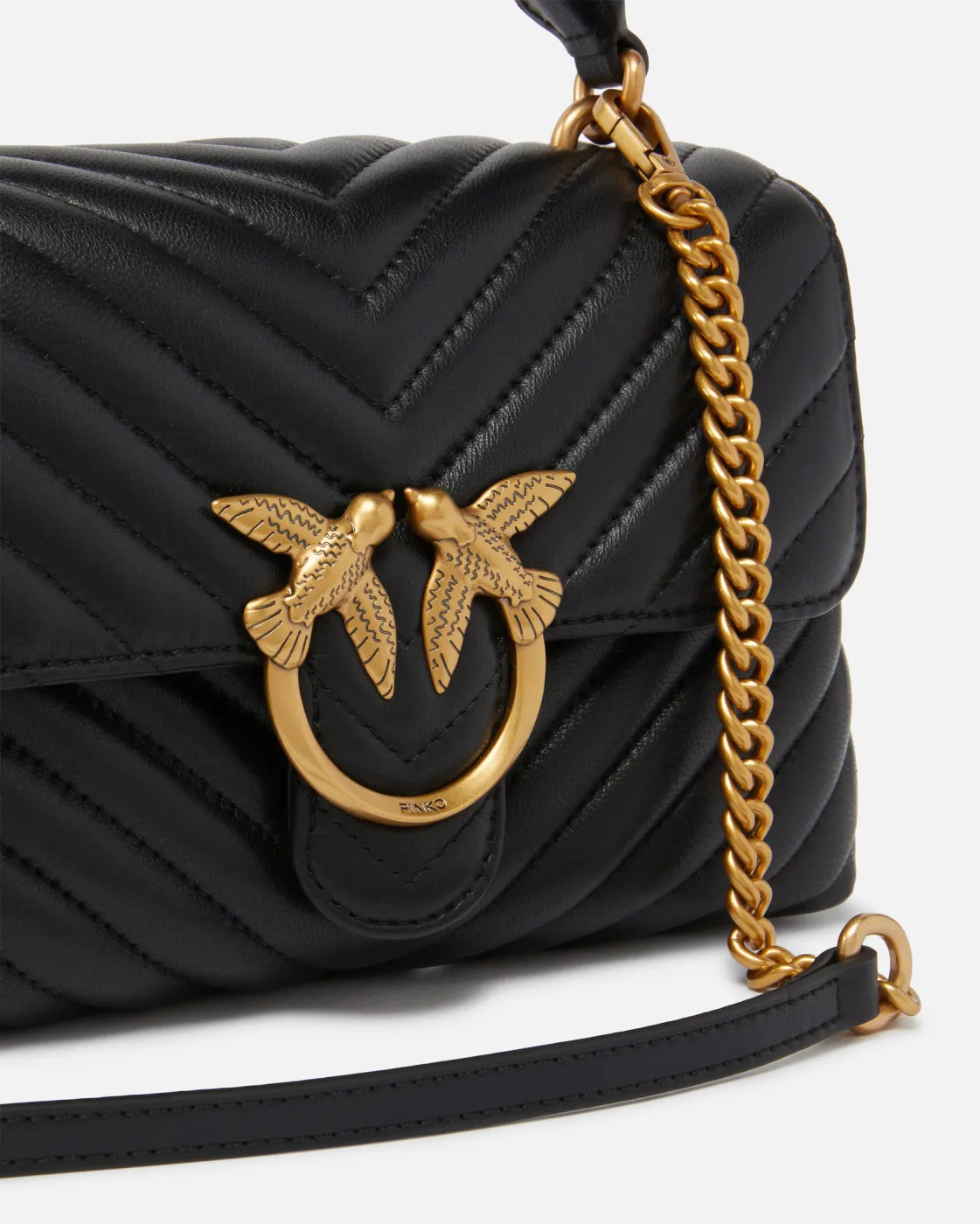 MINI LADY LOVE BAG PUFF CHEVRON - black/gold — фото 4
