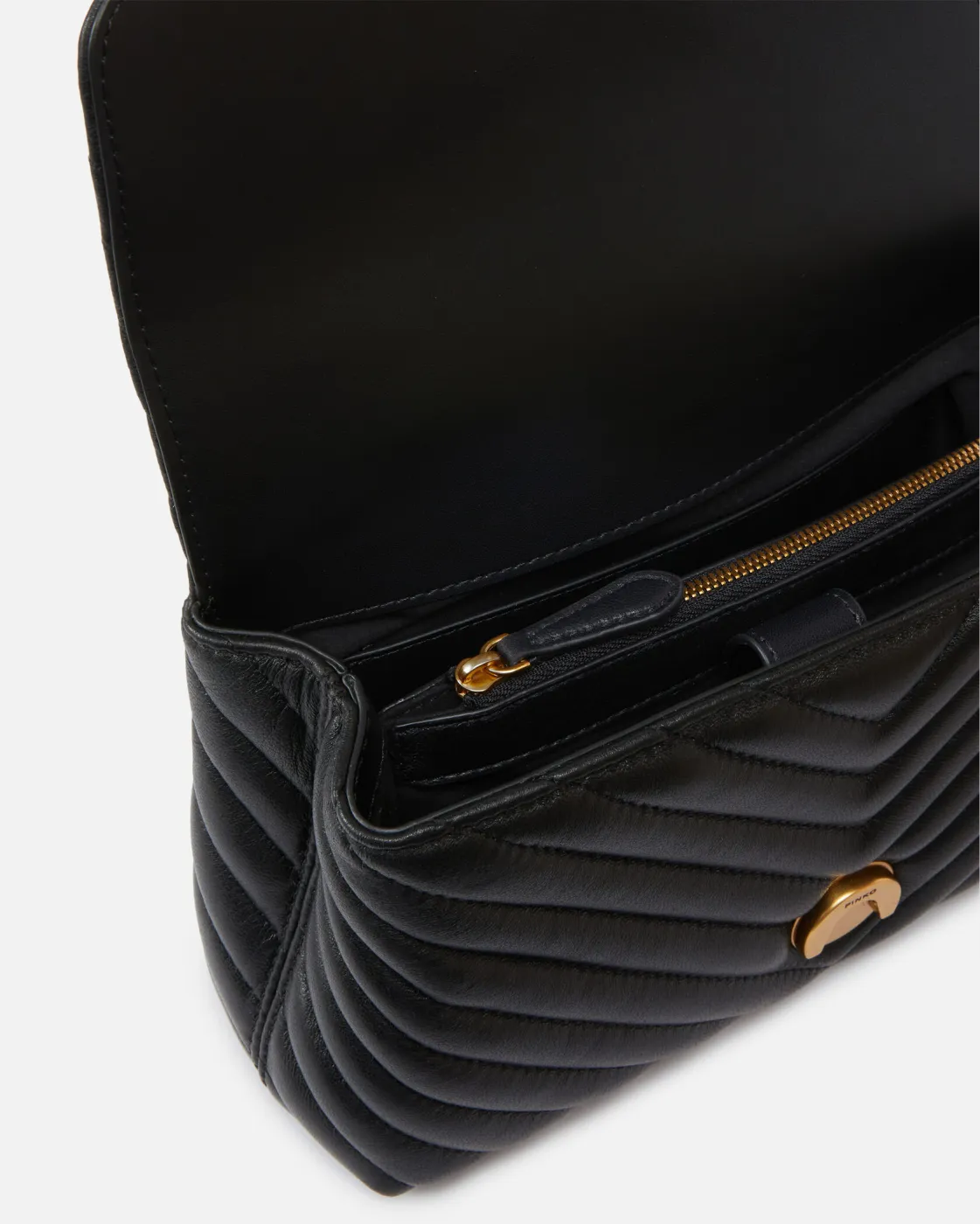 MINI LADY LOVE BAG PUFF CHEVRON - black/gold — фото 5