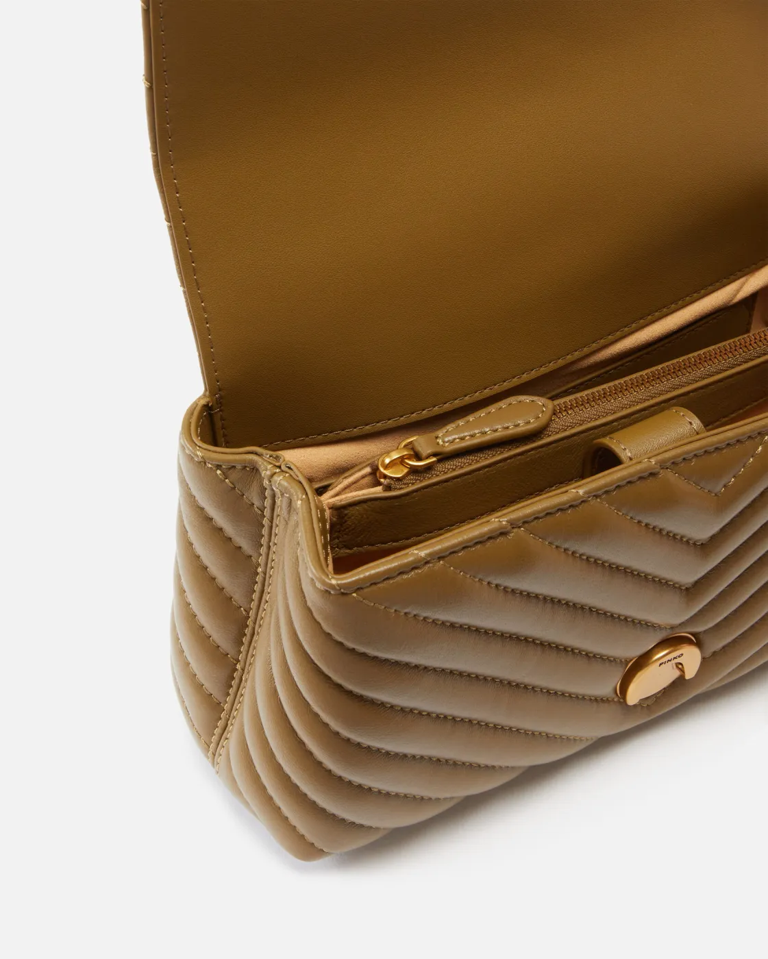 MINI LADY LOVE BAG PUFF CHEVRON - sand-antique gold — фото 2