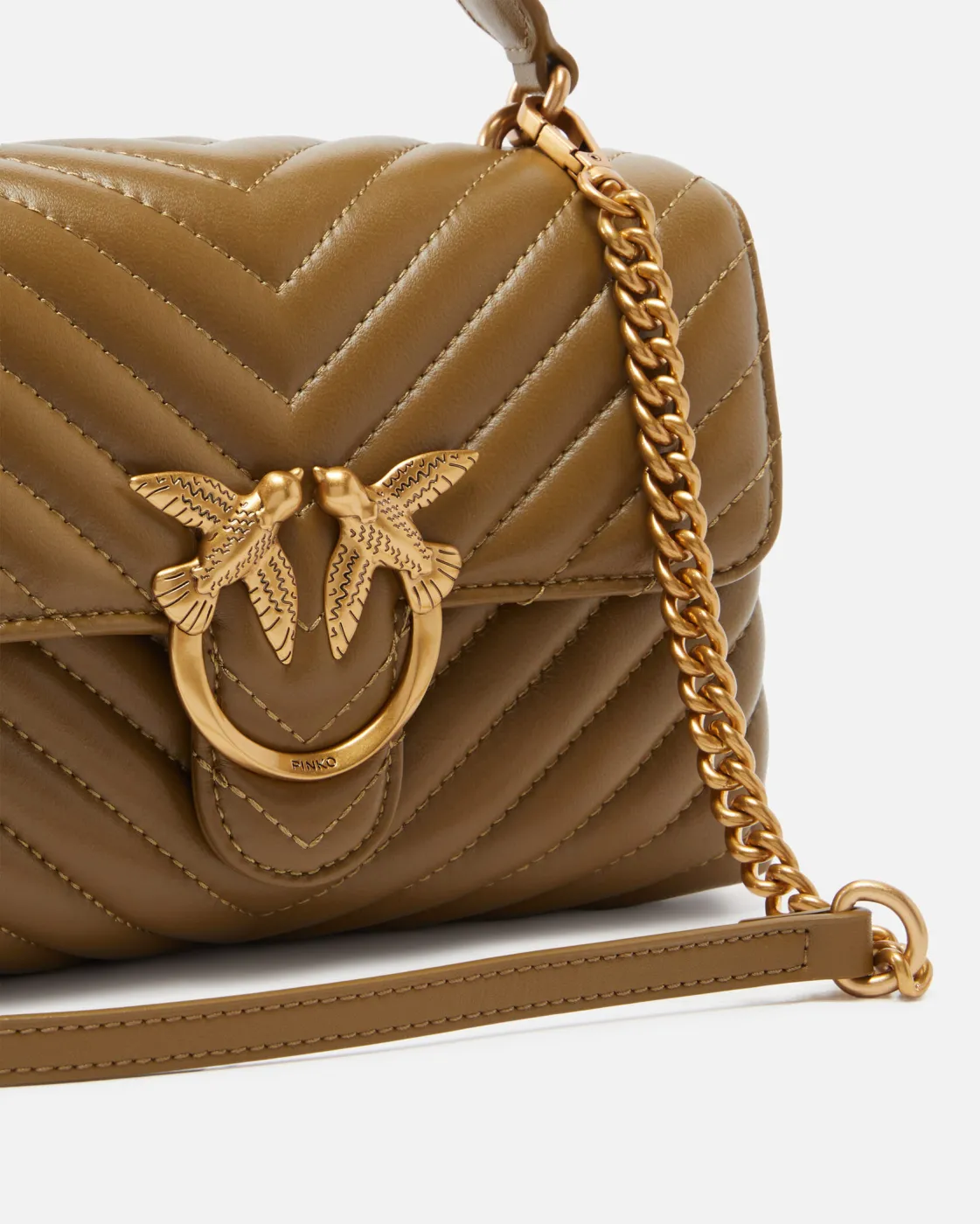 MINI LADY LOVE BAG PUFF CHEVRON - sand-antique gold — фото 3