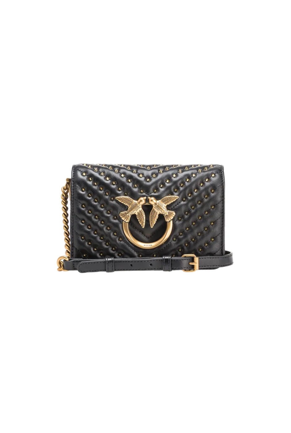 MINI LOVE BAG CLICK CHEVRON STUDS – black-antique gold — фото 1