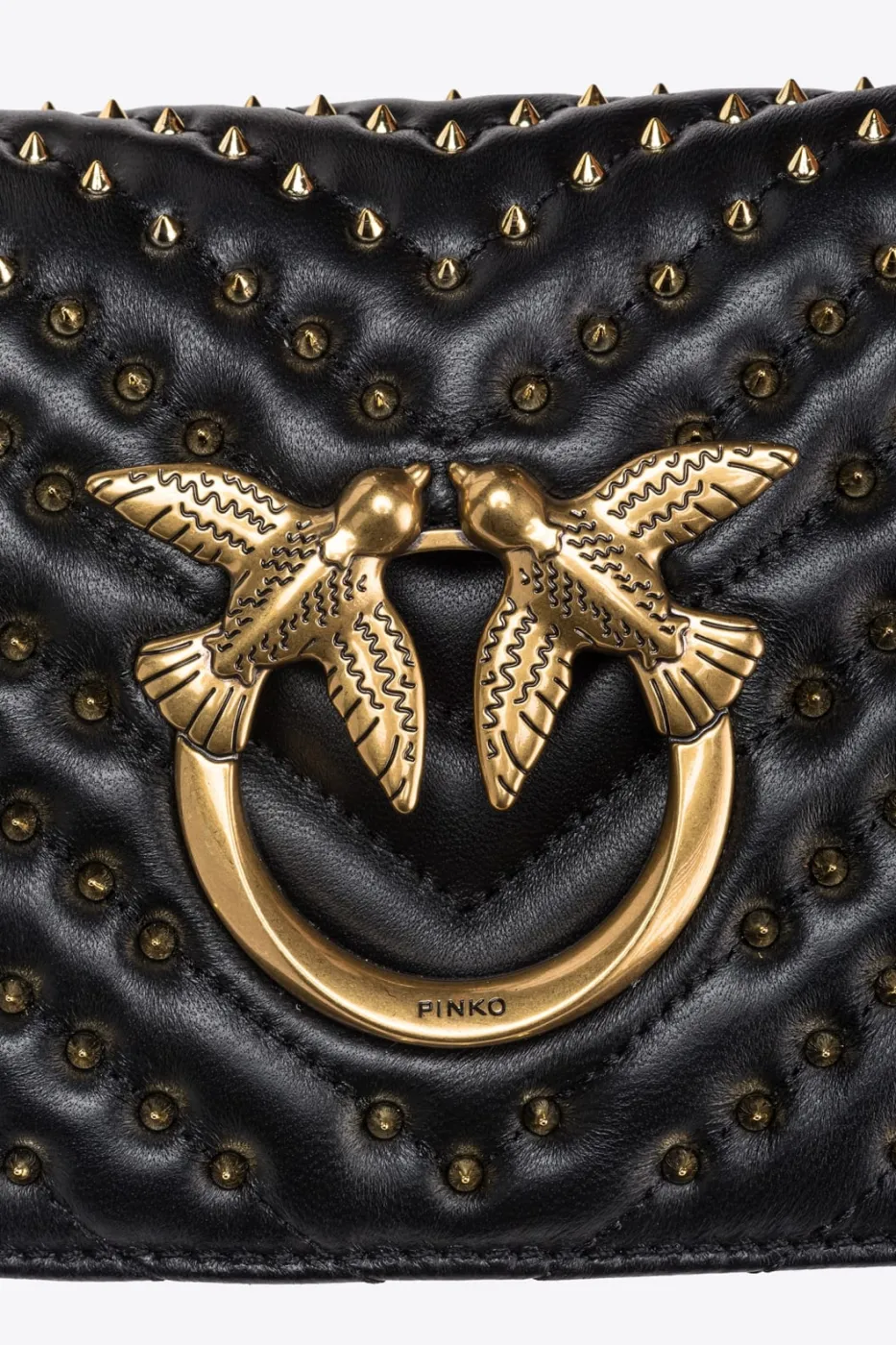 MINI LOVE BAG CLICK CHEVRON STUDS – black-antique gold — фото 2