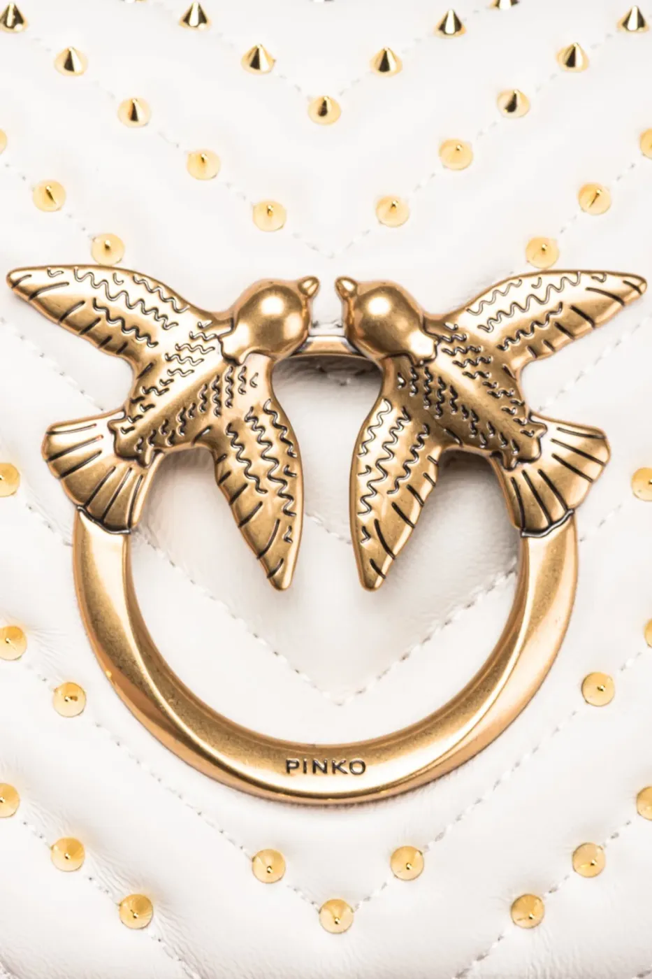 MINI LOVE BAG CLICK CHEVRON STUDS – white+white-antique gold — фото 2