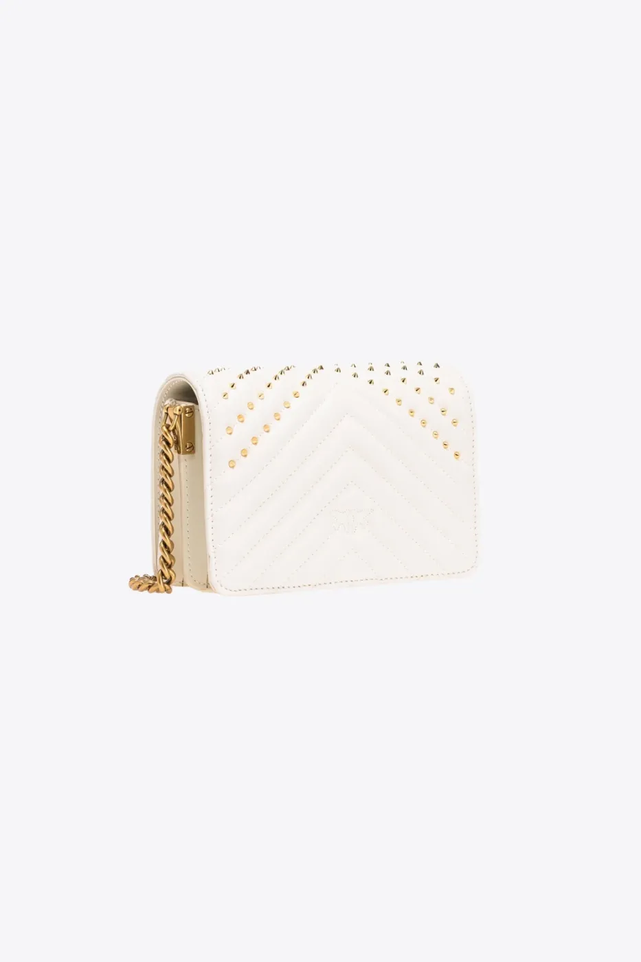 MINI LOVE BAG CLICK CHEVRON STUDS – white+white-antique gold — фото 3