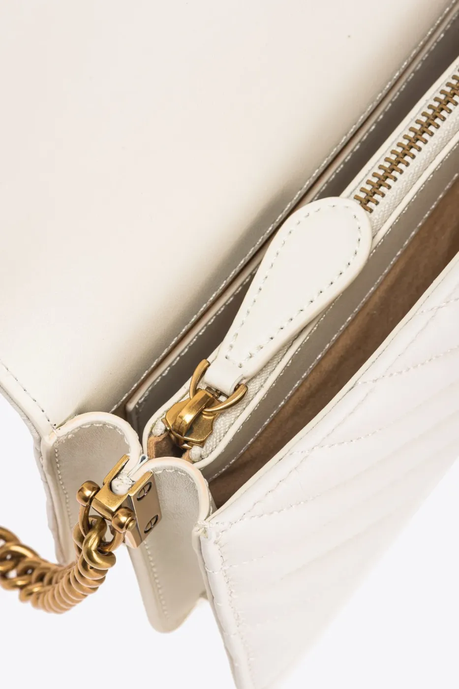 MINI LOVE BAG CLICK CHEVRON STUDS – white+white-antique gold — фото 5