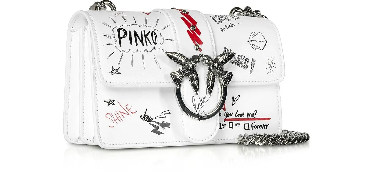 MINI LOVE BAG GRAFFITI SHOULDER - white — фото 3