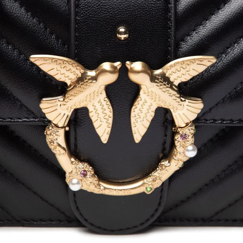 MINI LOVE BAG ICON V QUILT JEWEL – black — фото 6