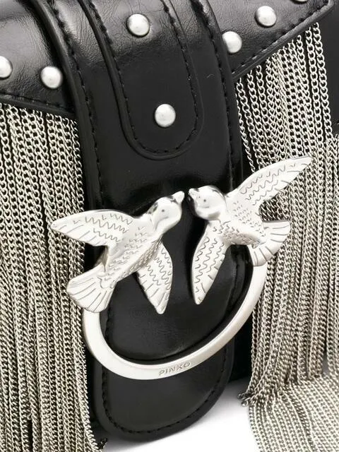 MINI LOVE BAG METAL FRINGES – black — фото 5