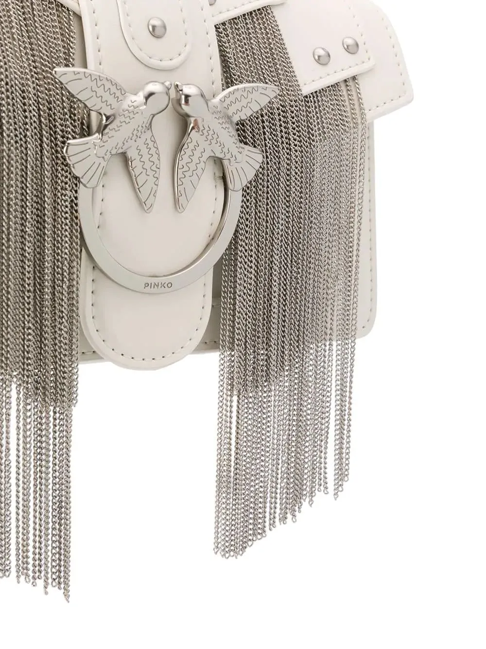 MINI LOVE BAG METAL FRINGES – white — фото 5