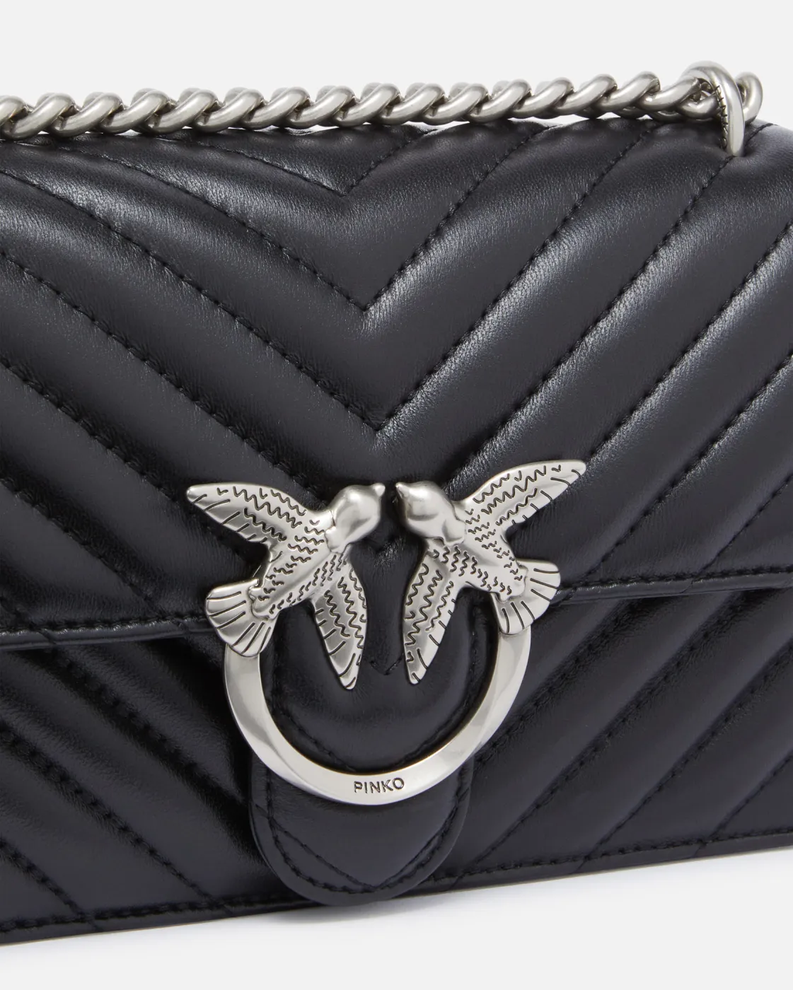 MINI LOVE BAG ONE CHEVRON - black/silver — фото 3