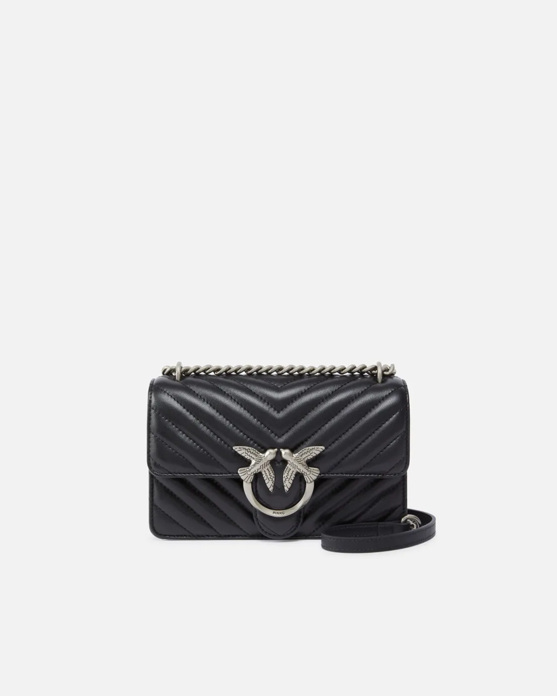 MINI LOVE BAG ONE CHEVRON - black/silver — фото 7