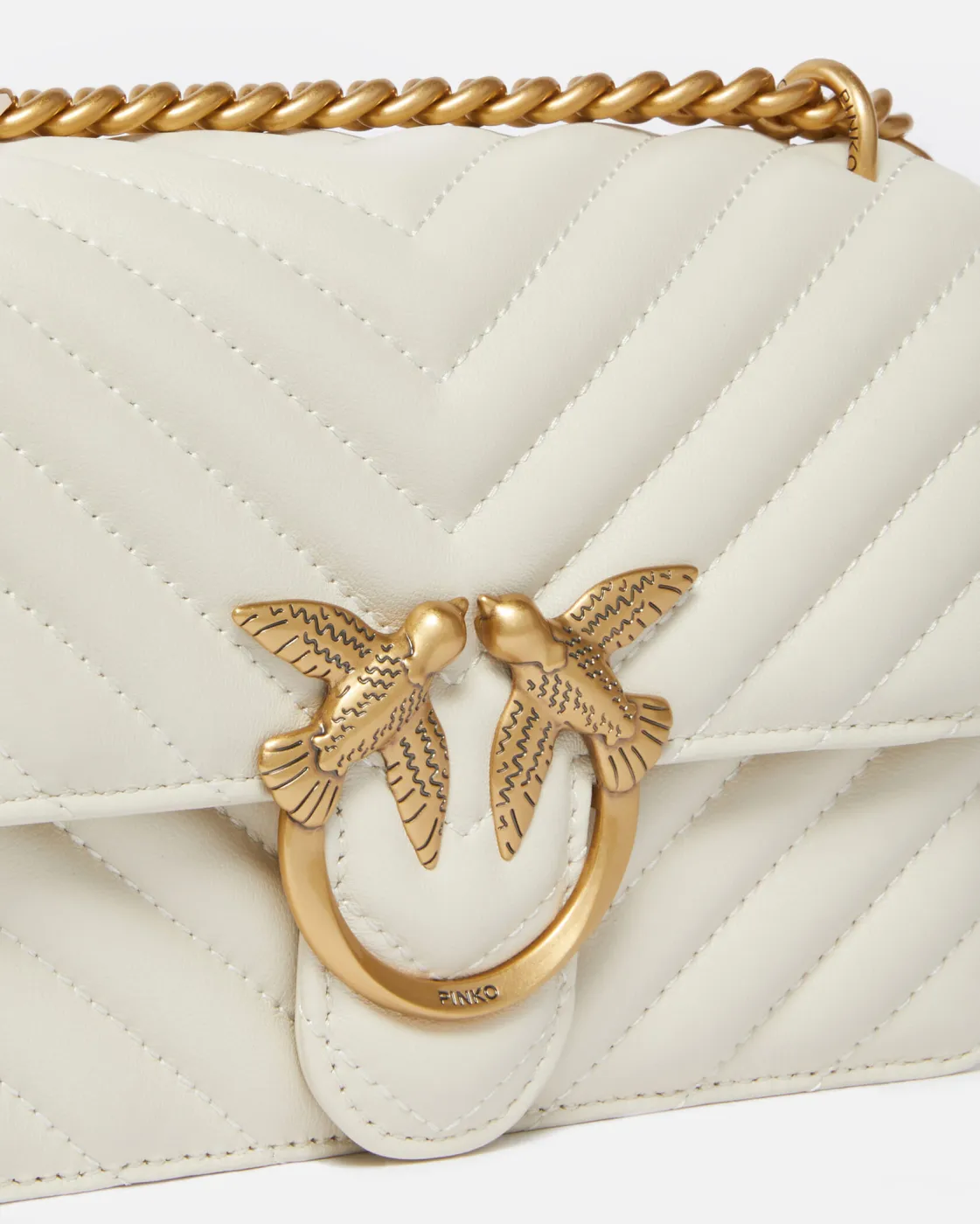 MINI LOVE BAG ONE CHEVRON - white/gold — фото 4